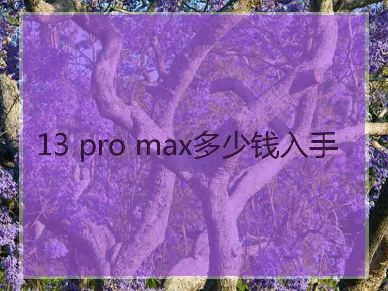 13 pro max多少钱入手