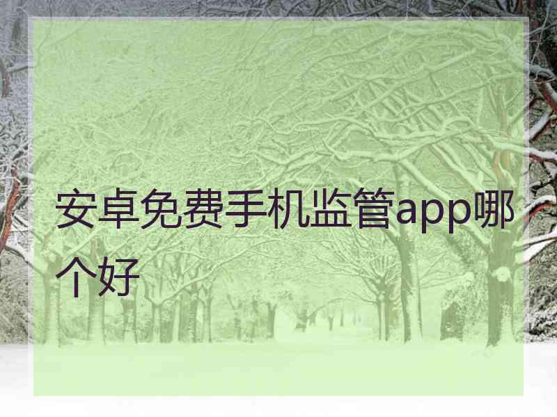 安卓免费手机监管app哪个好