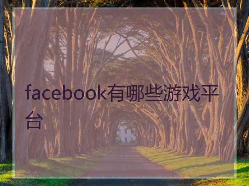 facebook有哪些游戏平台