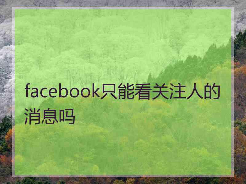 facebook只能看关注人的消息吗