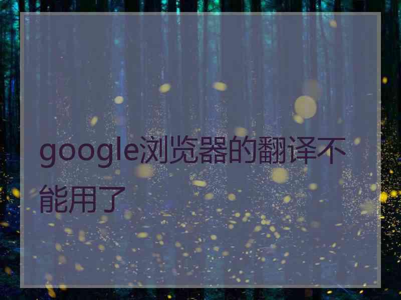 google浏览器的翻译不能用了