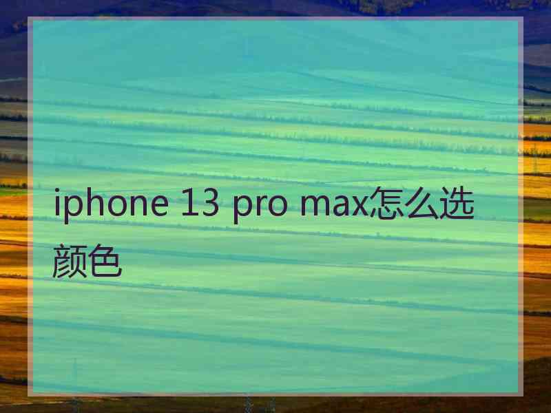 iphone 13 pro max怎么选颜色