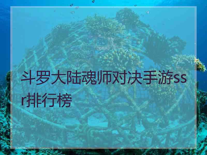 斗罗大陆魂师对决手游ssr排行榜