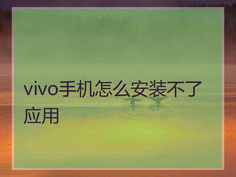 vivo手机怎么安装不了应用