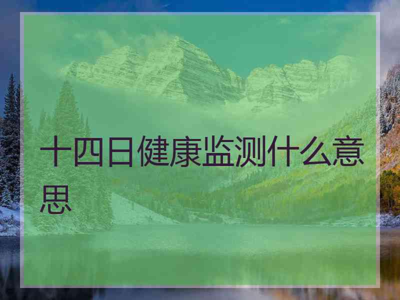 十四日健康监测什么意思