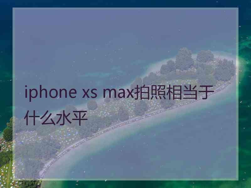 iphone xs max拍照相当于什么水平