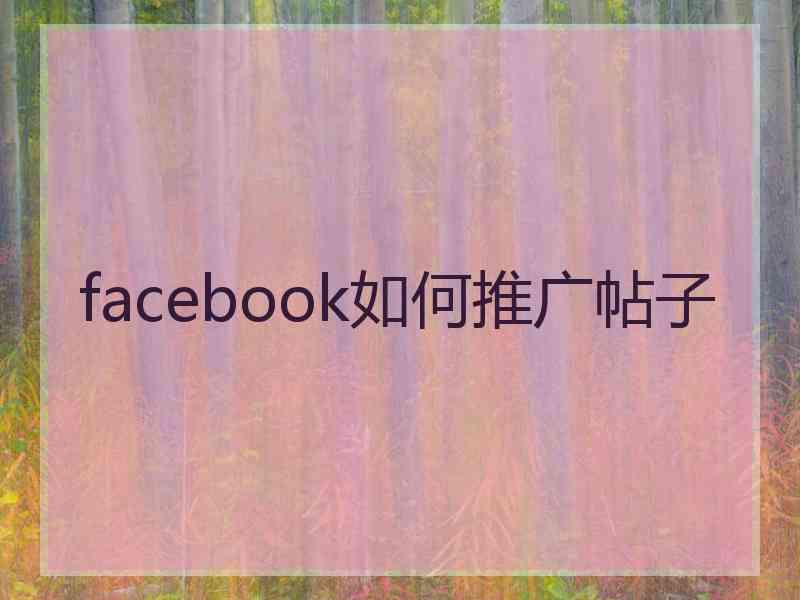 facebook如何推广帖子