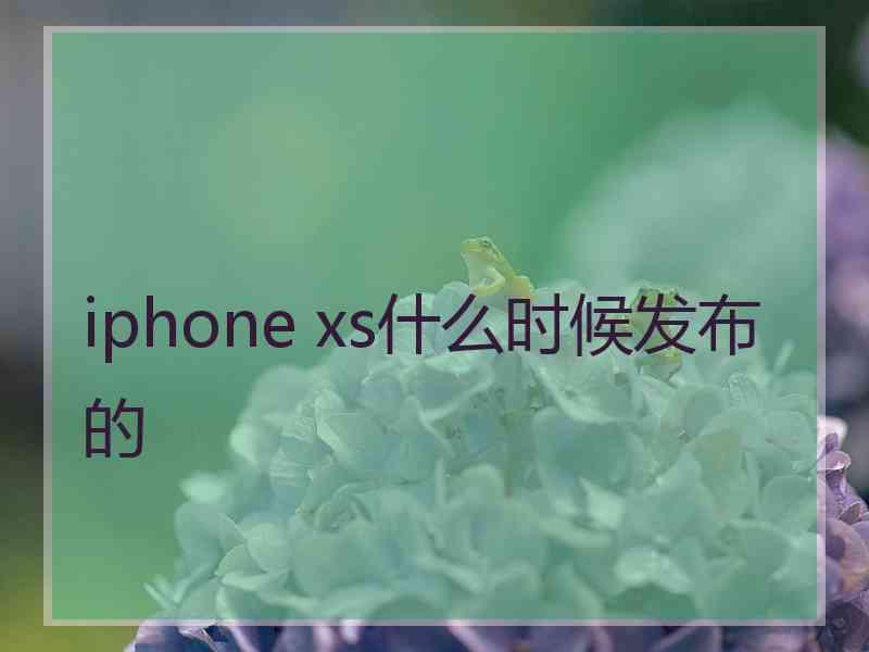 iphone xs什么时候发布的