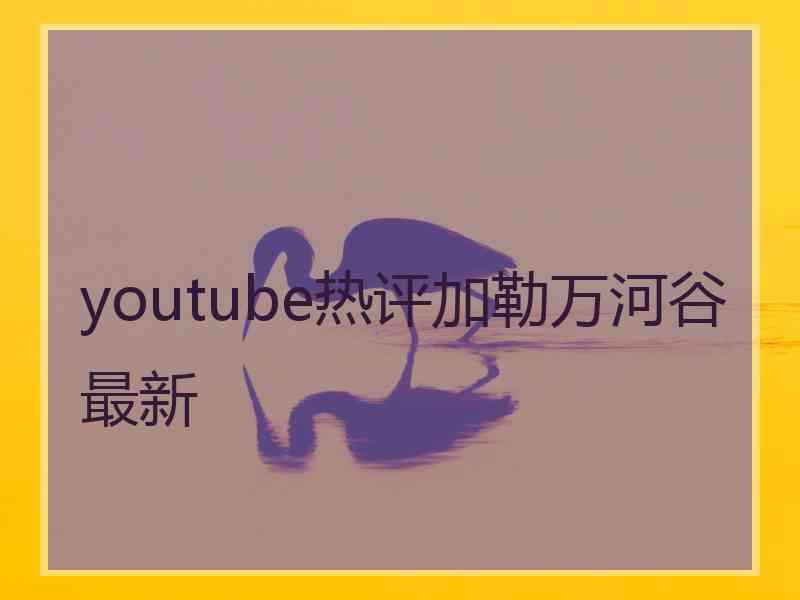 youtube热评加勒万河谷最新