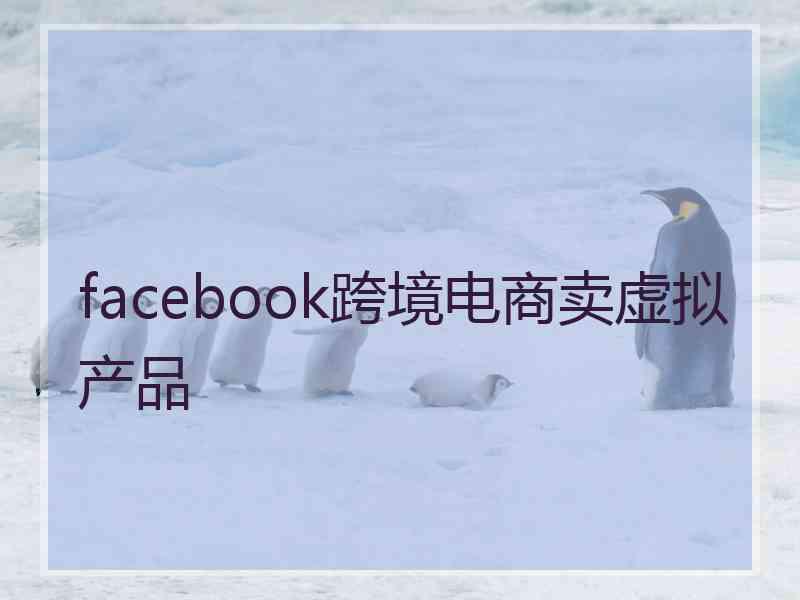 facebook跨境电商卖虚拟产品