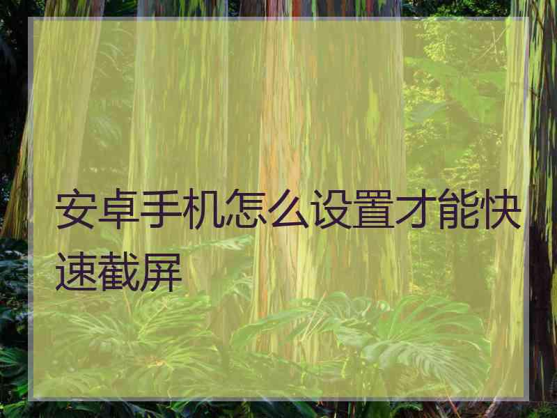 安卓手机怎么设置才能快速截屏