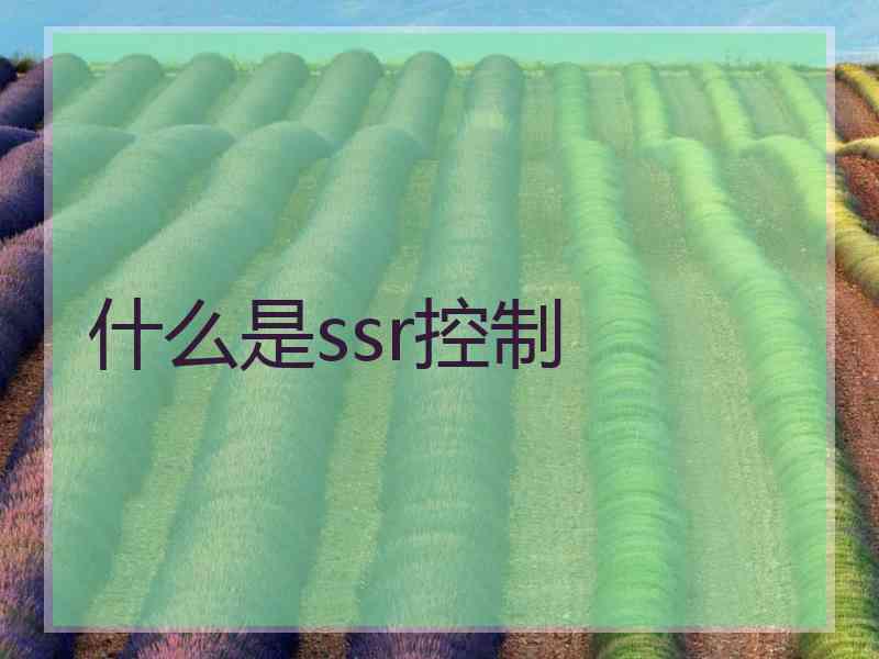 什么是ssr控制