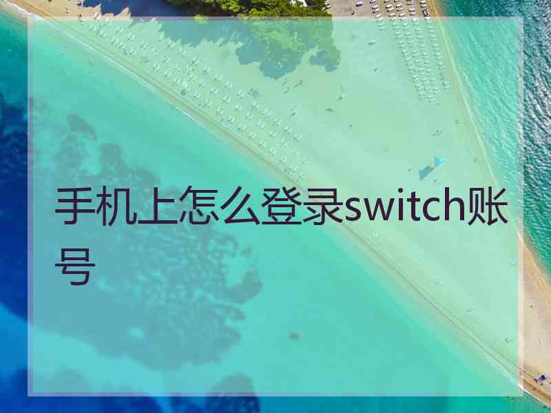 手机上怎么登录switch账号