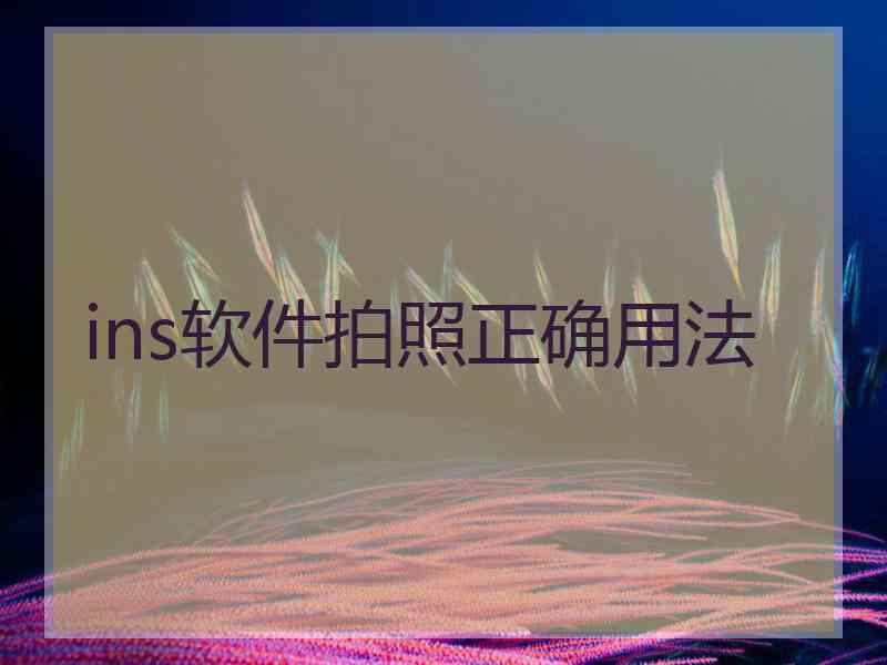 ins软件拍照正确用法