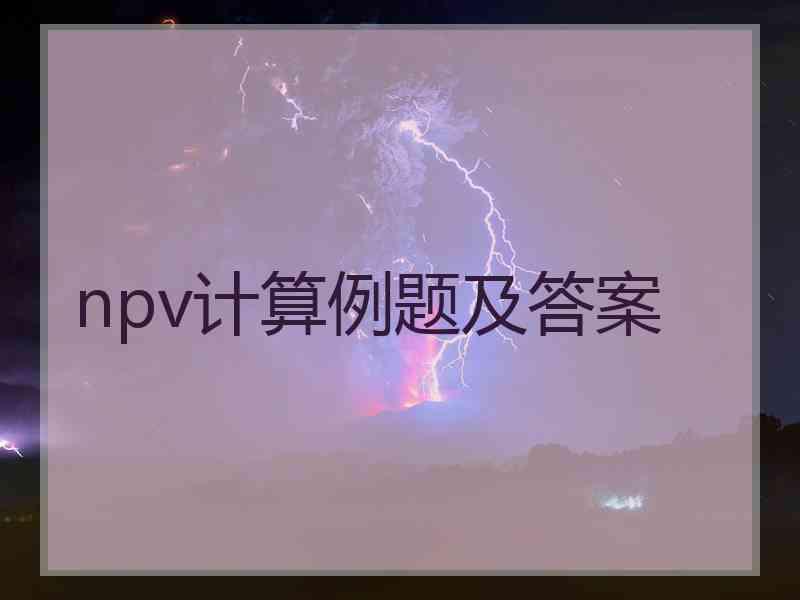 npv计算例题及答案