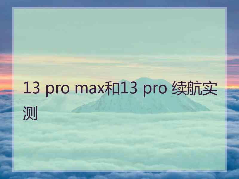 13 pro max和13 pro 续航实测