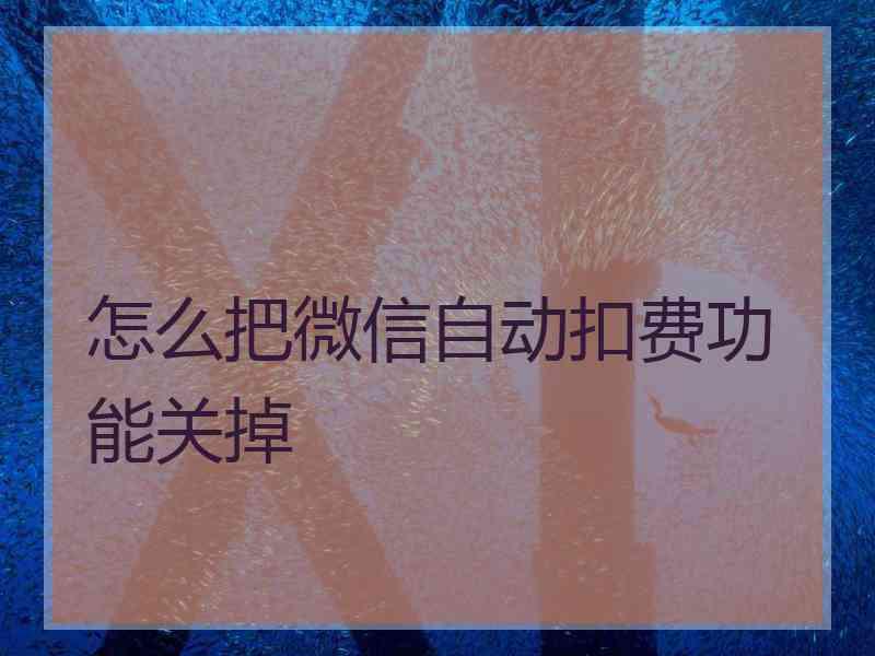 怎么把微信自动扣费功能关掉