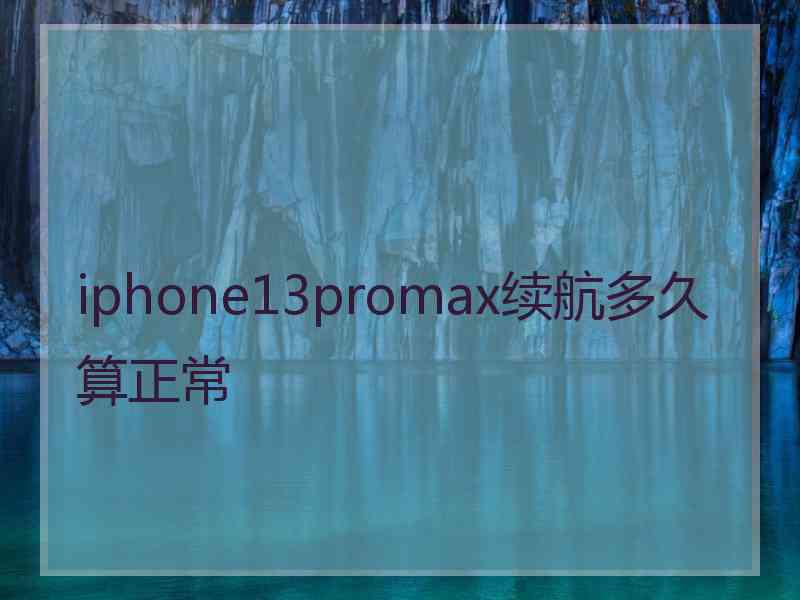 iphone13promax续航多久算正常