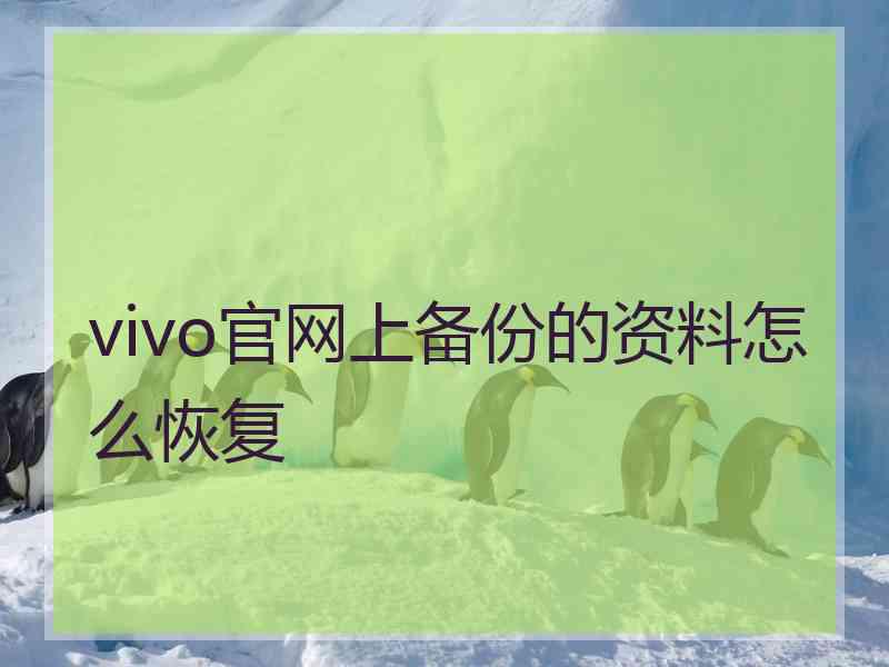 vivo官网上备份的资料怎么恢复