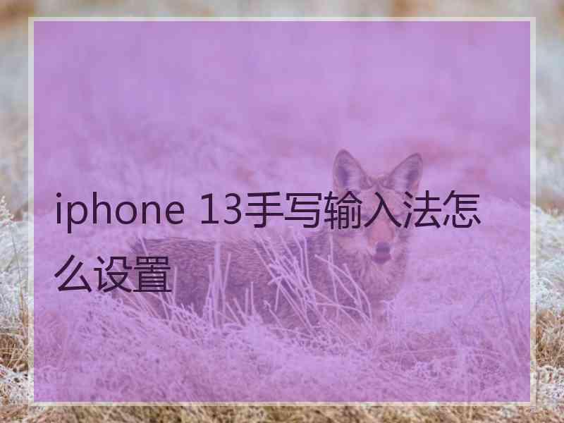 iphone 13手写输入法怎么设置