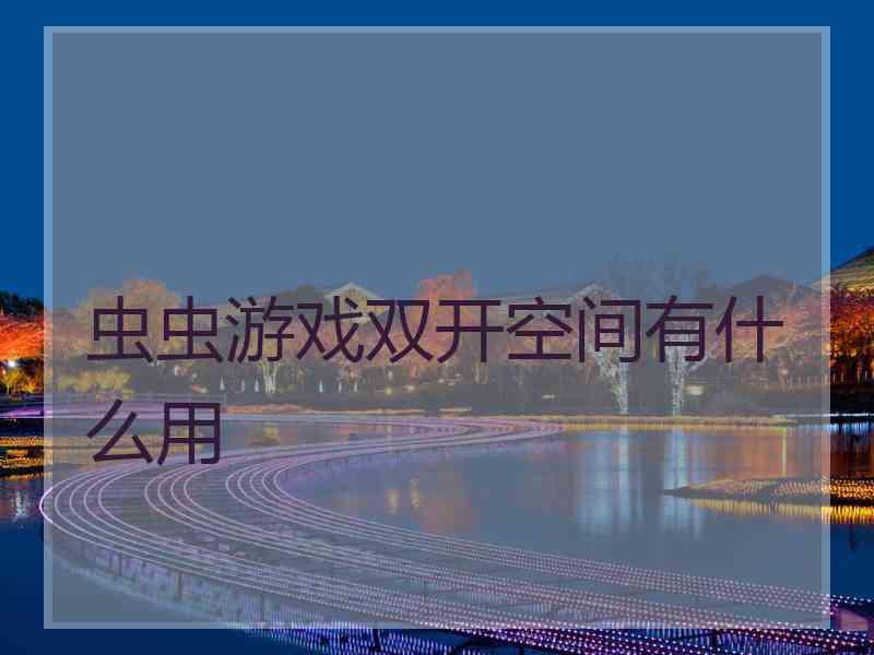 虫虫游戏双开空间有什么用