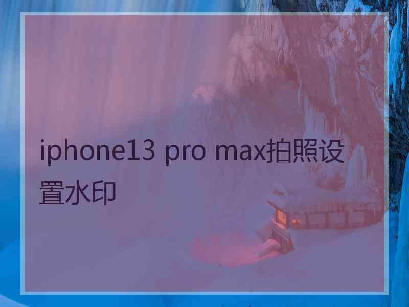 iphone13 pro max拍照设置水印