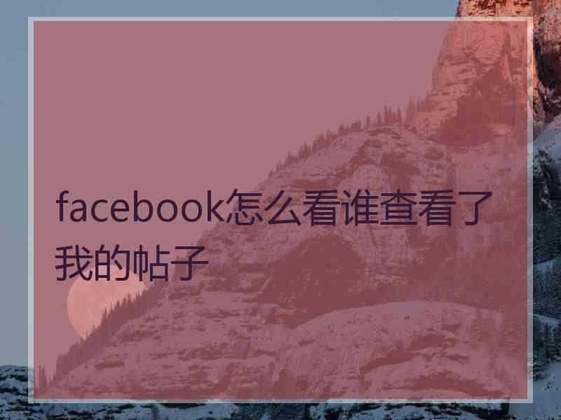 facebook怎么看谁查看了我的帖子