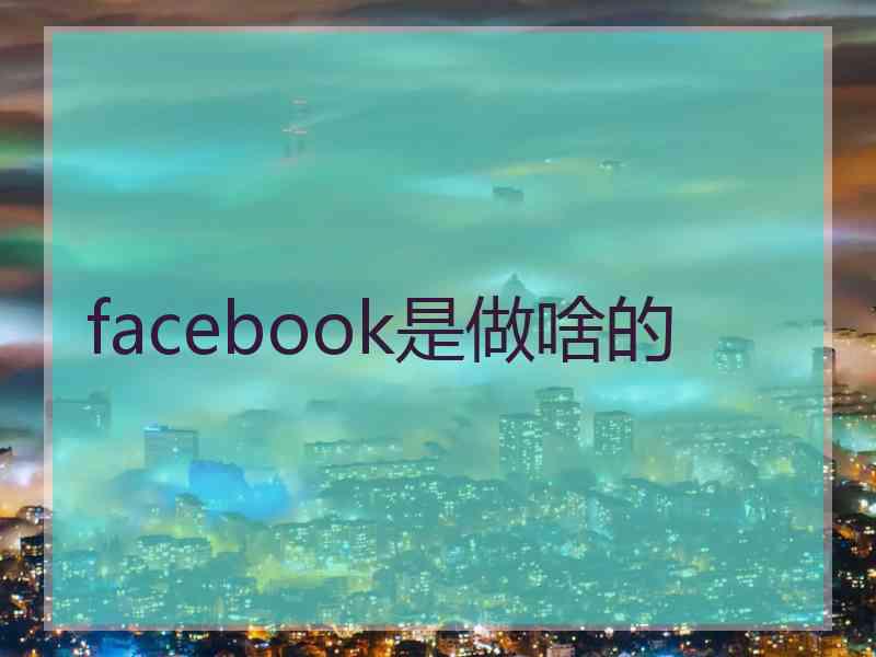 facebook是做啥的