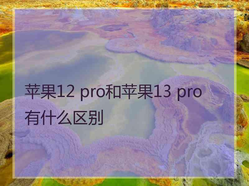 苹果12 pro和苹果13 pro有什么区别