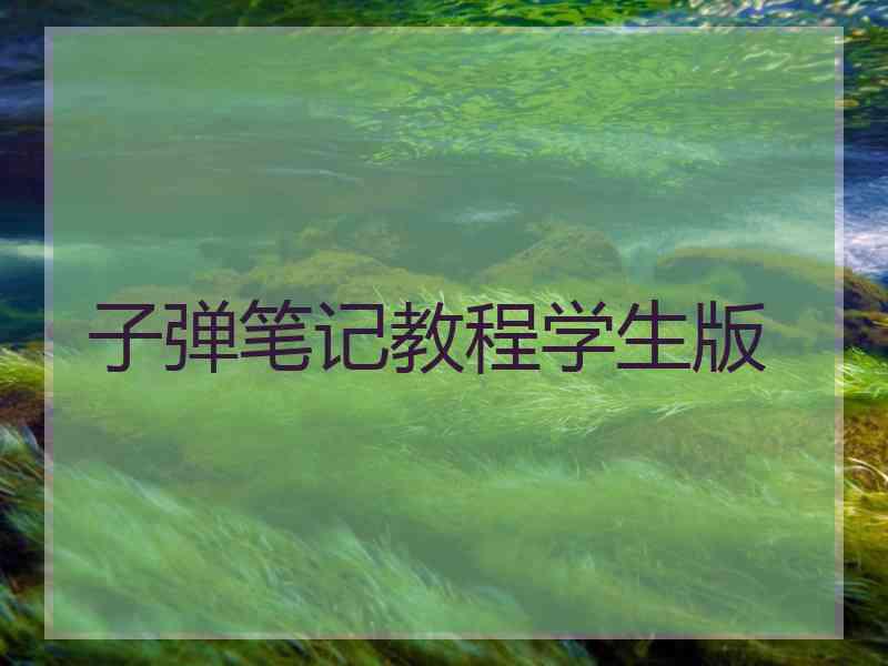 子弹笔记教程学生版