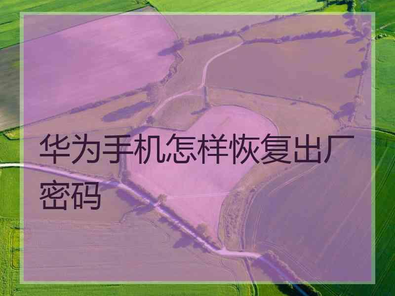 华为手机怎样恢复出厂密码