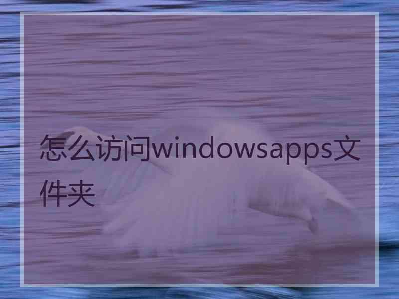 怎么访问windowsapps文件夹