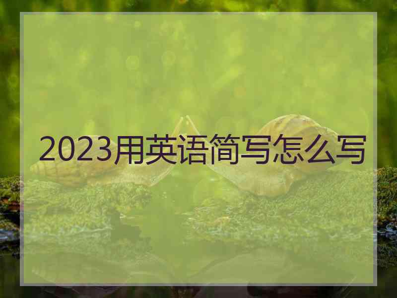 2023用英语简写怎么写