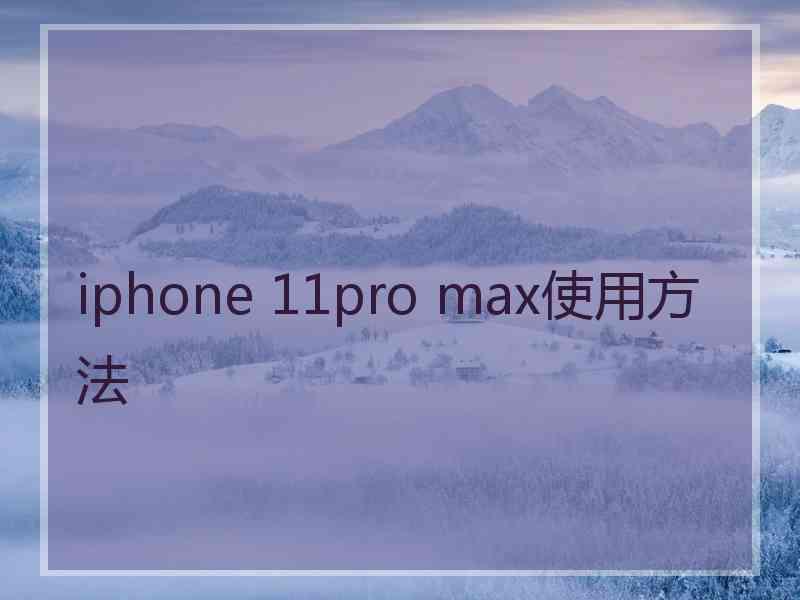 iphone 11pro max使用方法