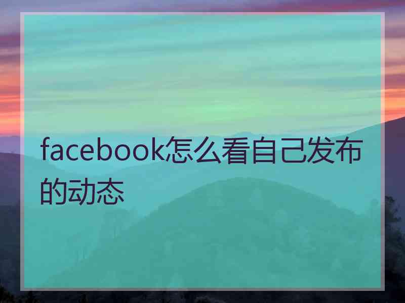 facebook怎么看自己发布的动态