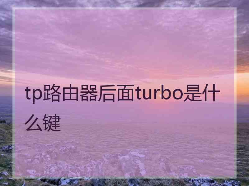 tp路由器后面turbo是什么键