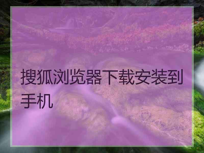 搜狐浏览器下载安装到手机