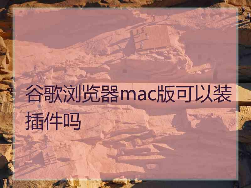 谷歌浏览器mac版可以装插件吗