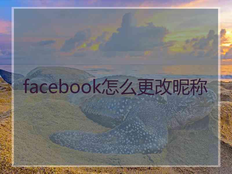 facebook怎么更改昵称