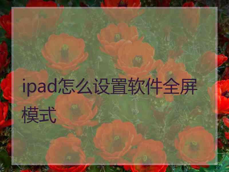 ipad怎么设置软件全屏模式