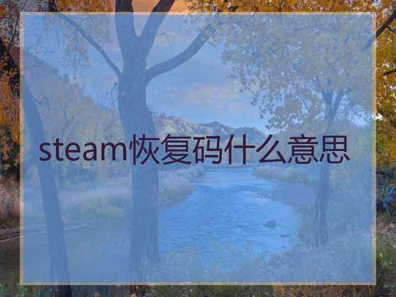 steam恢复码什么意思