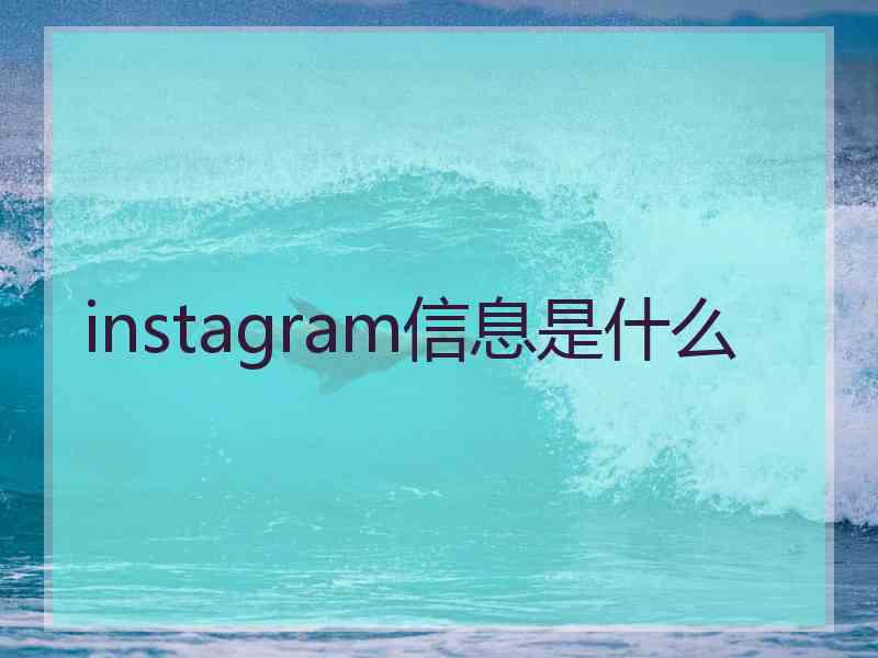 instagram信息是什么