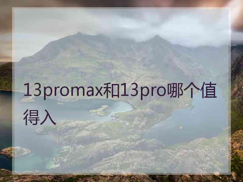 13promax和13pro哪个值得入