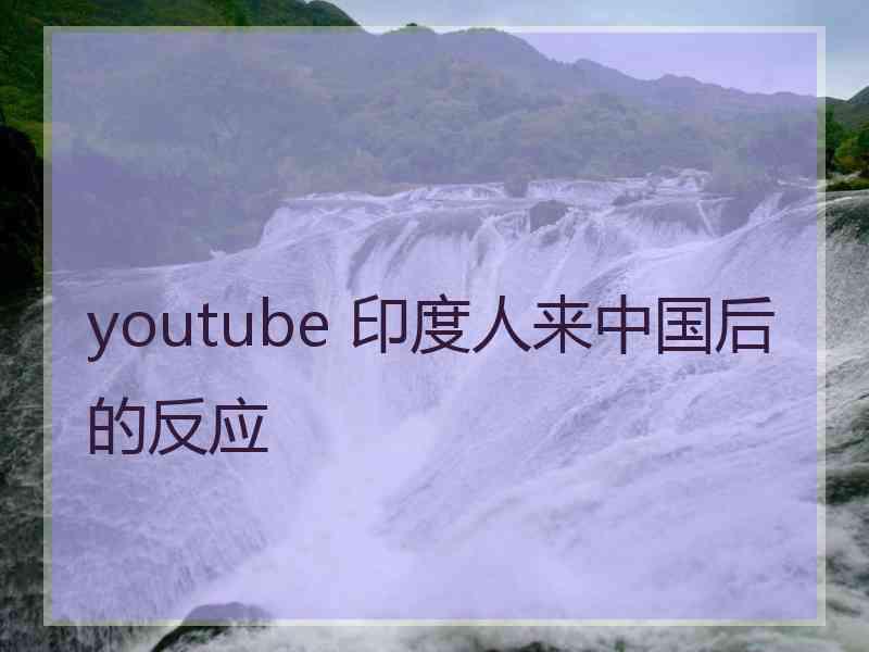 youtube 印度人来中国后的反应