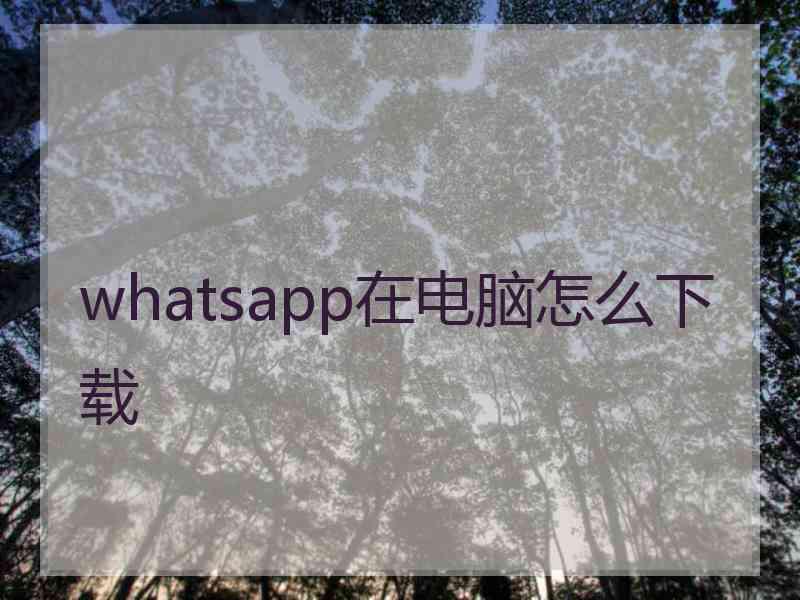 whatsapp在电脑怎么下载