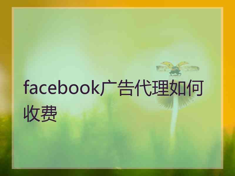 facebook广告代理如何收费