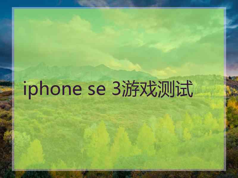 iphone se 3游戏测试