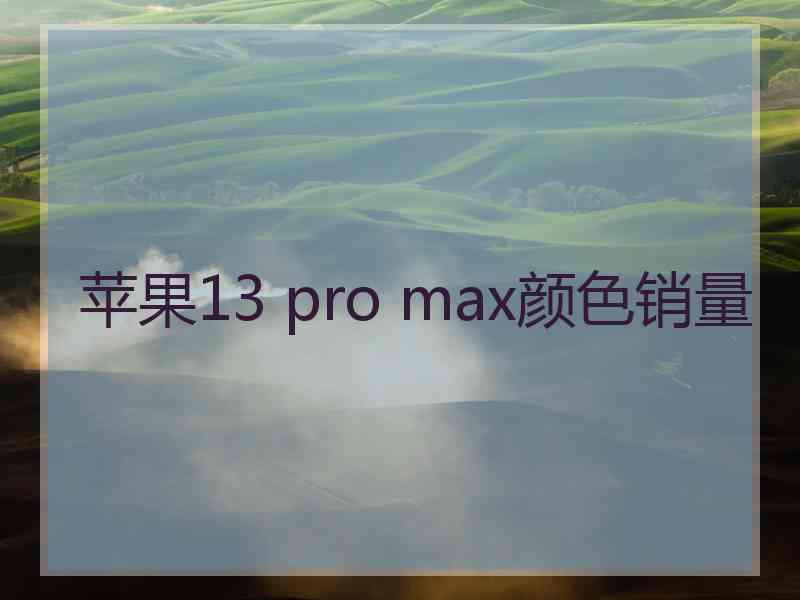 苹果13 pro max颜色销量