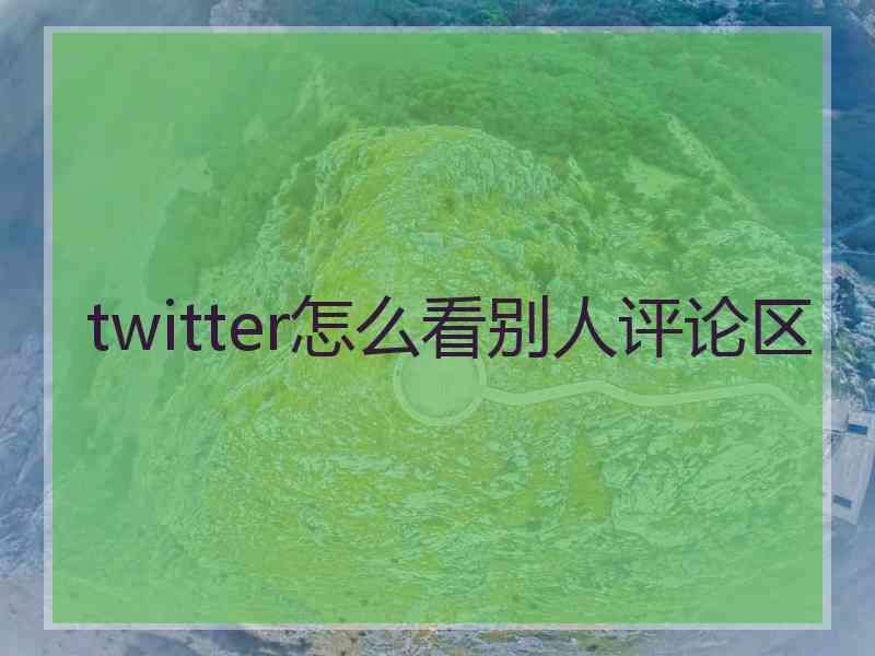 twitter怎么看别人评论区