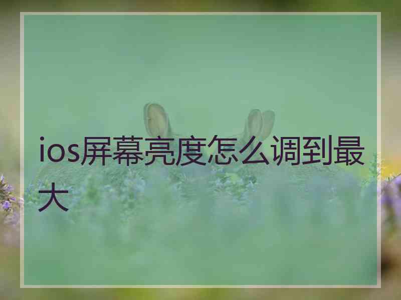 ios屏幕亮度怎么调到最大